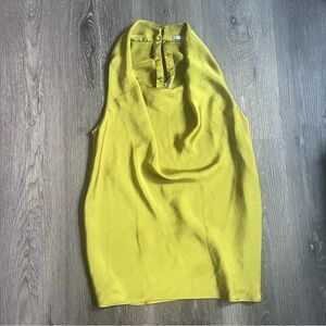 Vintage green satin cowl neck top small